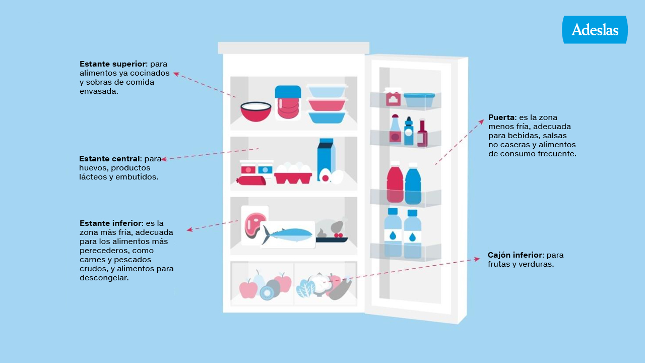 Infografía con consejos para conservar alimentos - Adeslas Salud y Bienestar