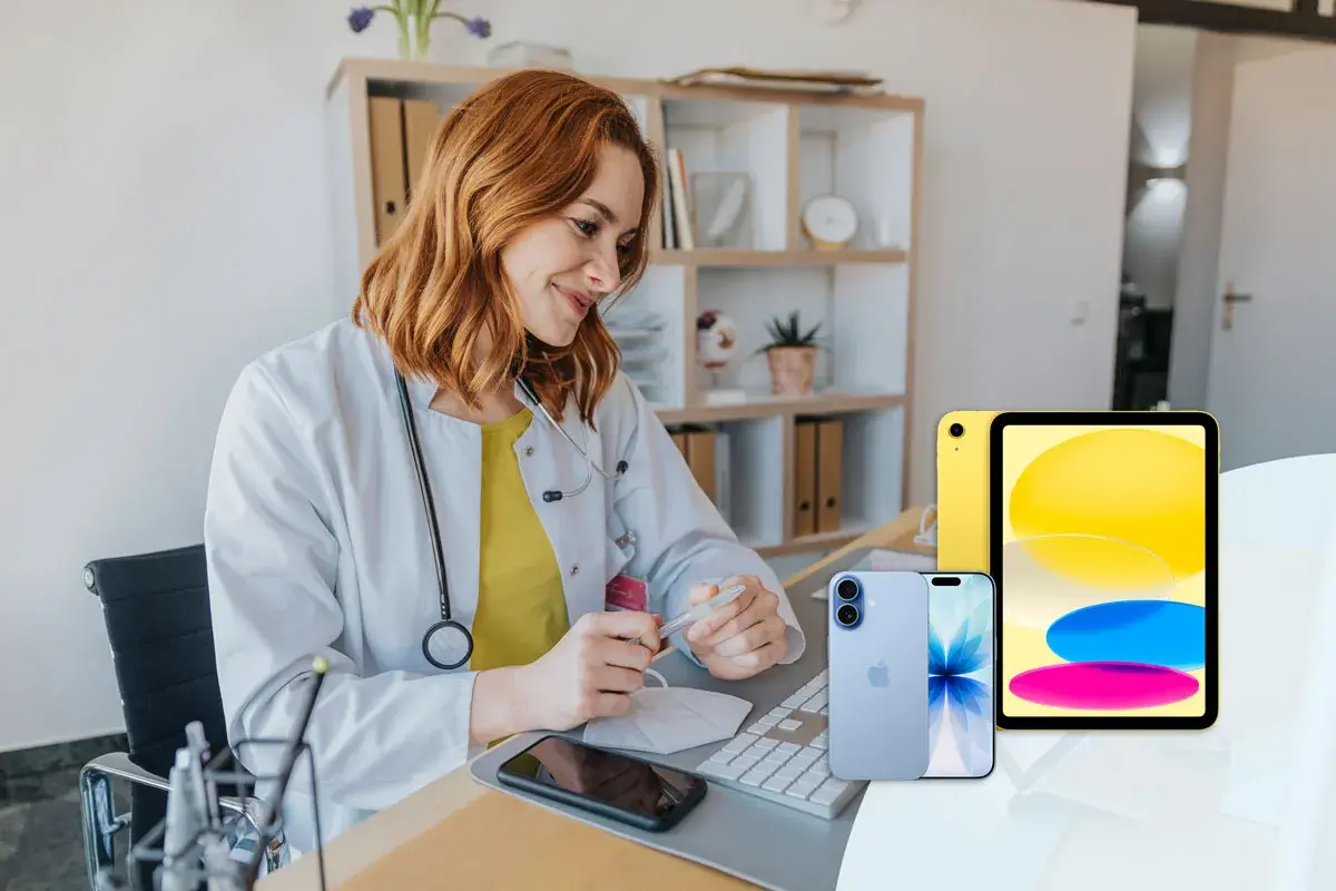 doctora con ordenador y regalo